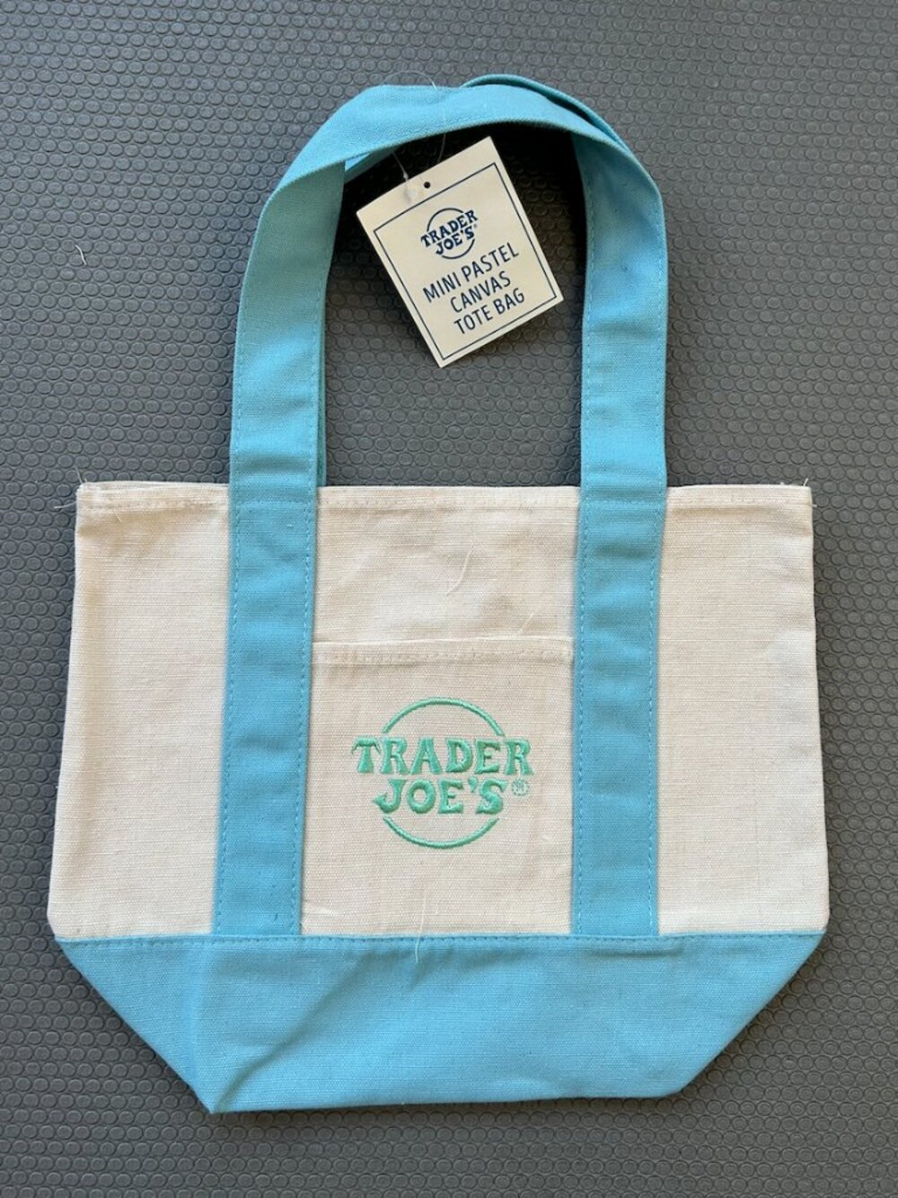 BNWT Trader Joe's mini tote, pastel BLUE